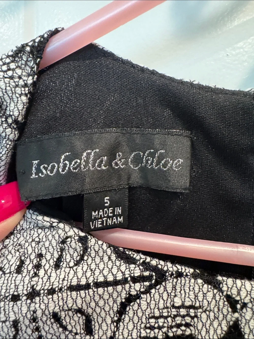 Isobella & Chloe Black and White Lace Fit-and-Flare Dress